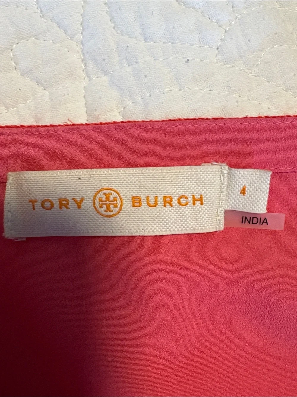 Tory Burch Pink Dress with Red/orange Floral Embroidery size 4